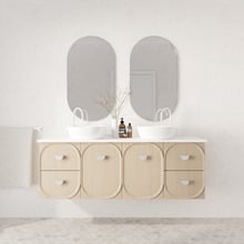 Port 1500mm Wall Hung Double Vanity  with Solid Surface Countertop